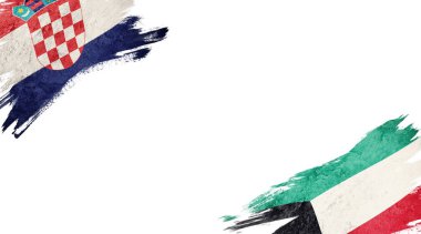 Beyaz Arkaplanda Hırvatistan ve Kuveyt Bayrakları